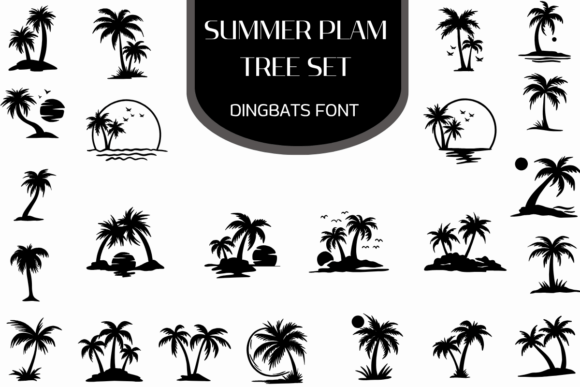 Summer Palm Tree Set: A Tropical Escape in a Font File